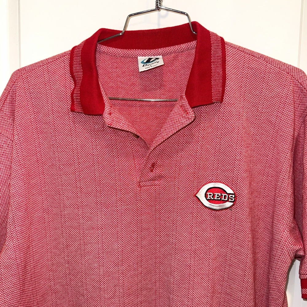 Vintage Cincinnati Reds Polo Shirt Mens L Dynasty MLB Baseball 90s Red White